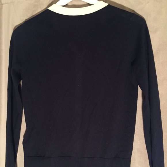 HOBBS Navy and white cardigan with gold buttons - Picture 4 of 8